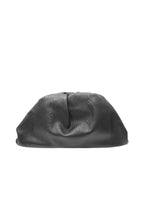 Black leather handbag on a white background