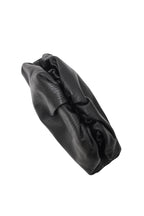 Black leather clutch bag on a white background