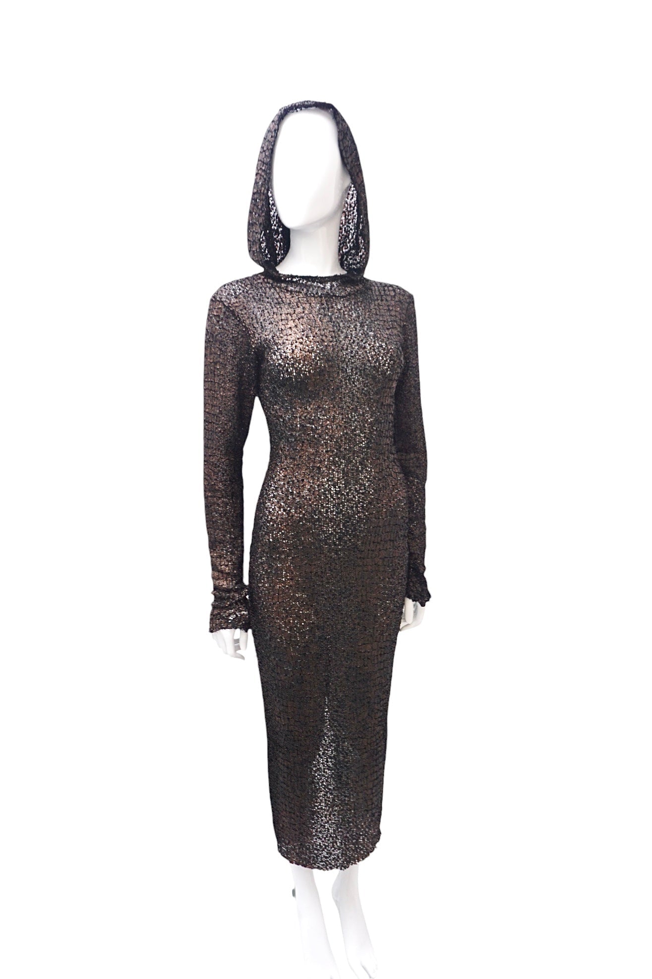 IBMH Textured Hooded Dress