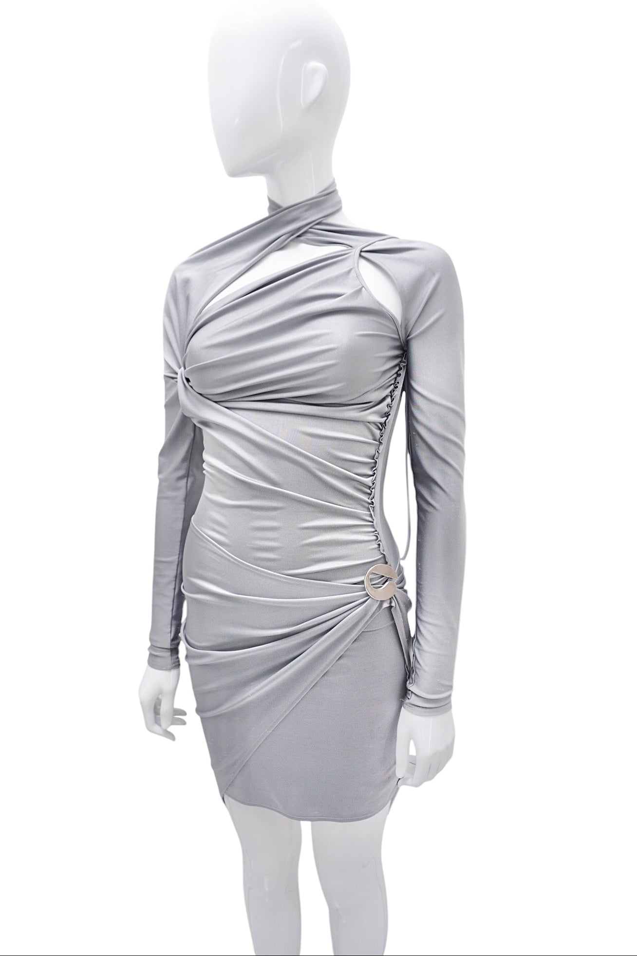 Coperni Silver Twisted Mini Dress