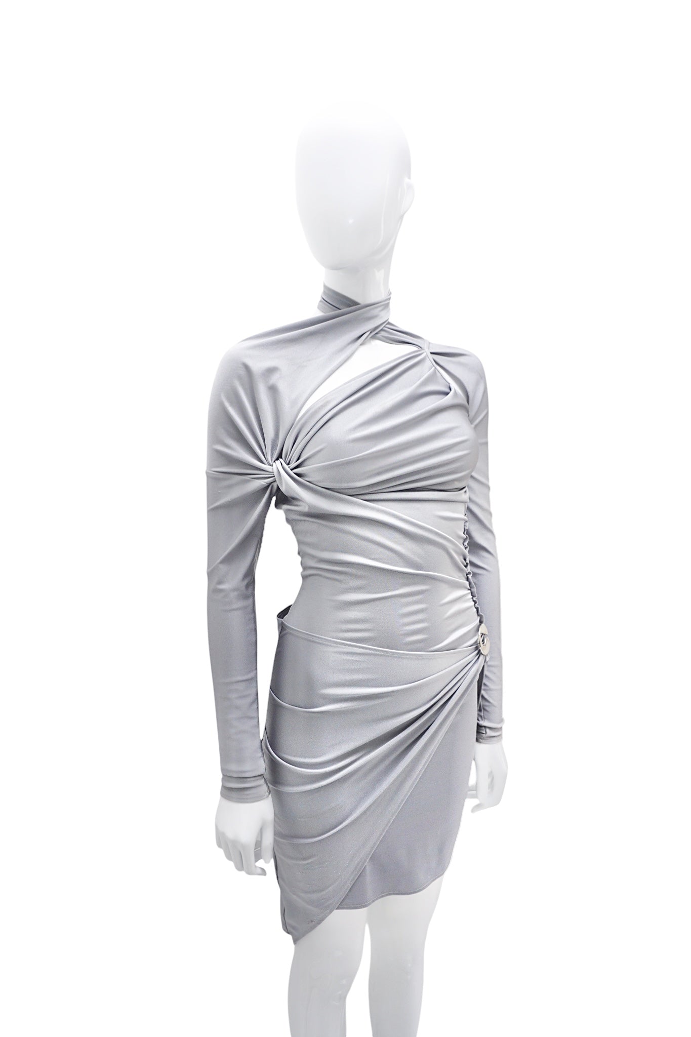 Coperni Silver Twisted Mini Dress