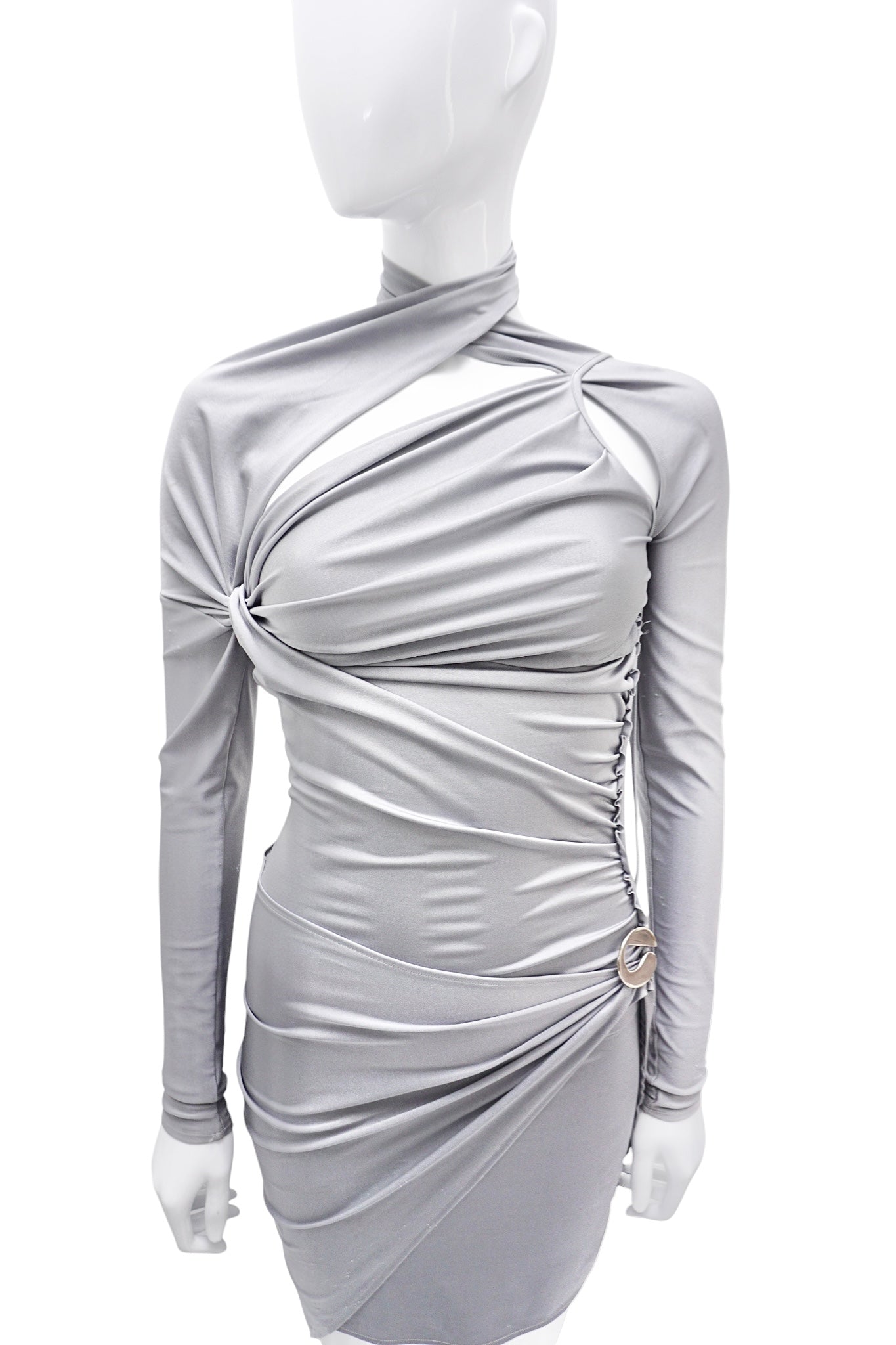 Coperni Silver Twisted Mini Dress