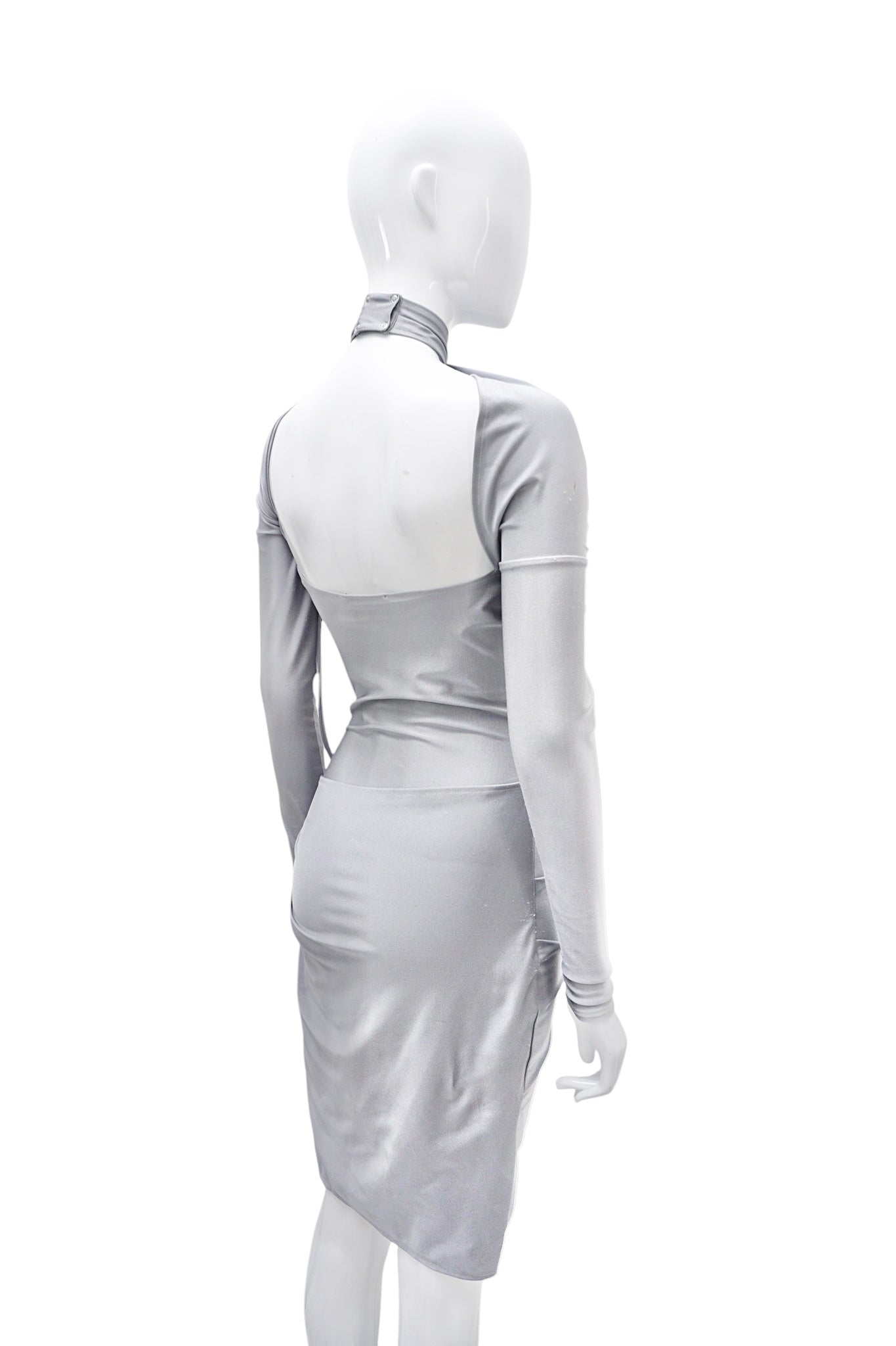 Coperni Silver Twisted Mini Dress