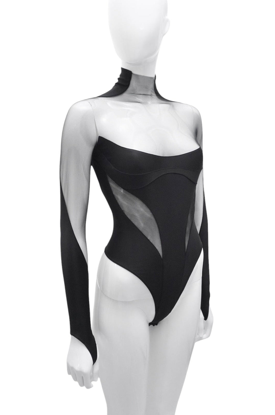 Mugler Black Panelled Bodysuit
