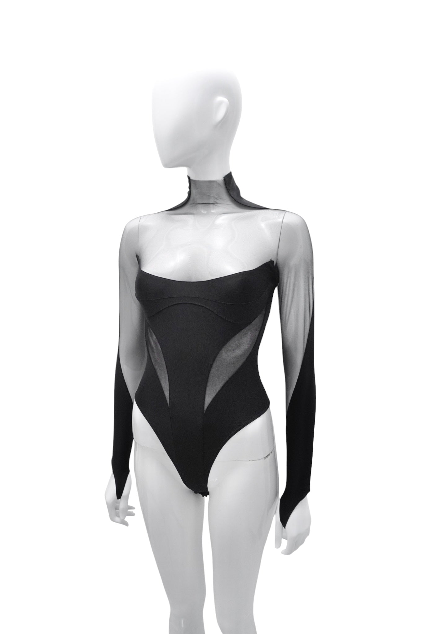 Mugler Black Panelled Bodysuit