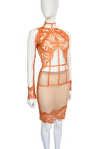 Tom Ford Orange Lace & Sheer Two-Piece Set