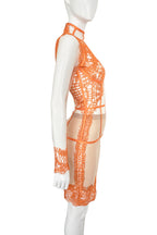 Tom Ford Orange Lace & Sheer Two-Piece Set