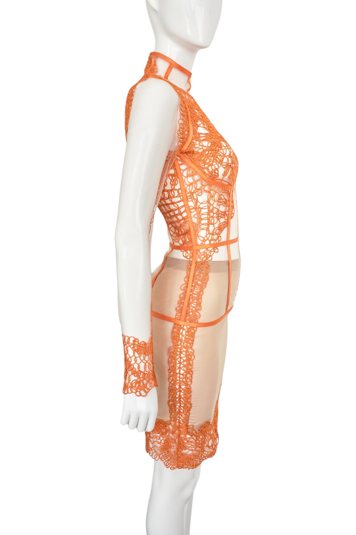 Tom Ford Orange Lace & Sheer Two-Piece Set