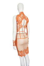 Tom Ford Orange Lace & Sheer Two-Piece Set