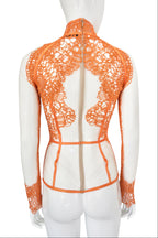Tom Ford Orange Lace & Sheer Two-Piece Set