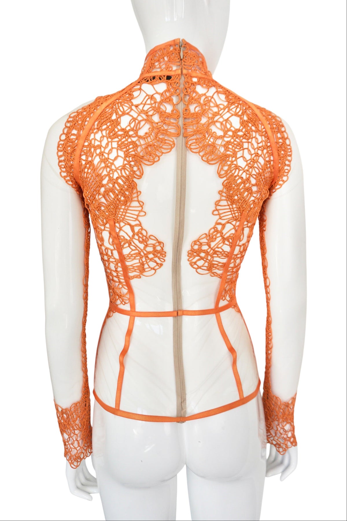 Tom Ford Orange Lace & Sheer Two-Piece Set