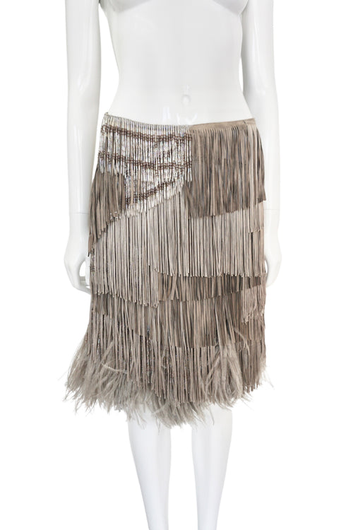 Alessandro Dell’Acqua Embellished Fringe Midi Skirt