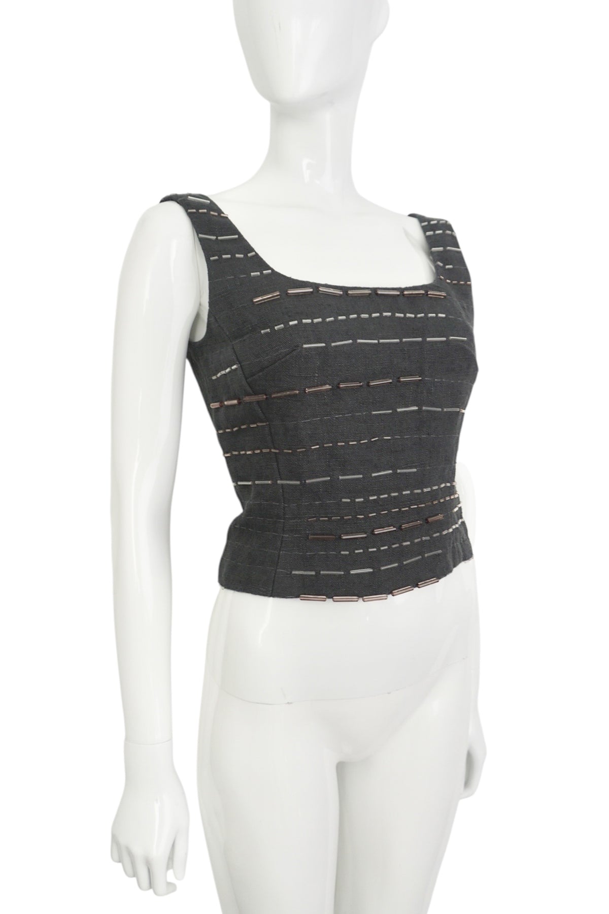 Prada Beaded Square-Neck Top