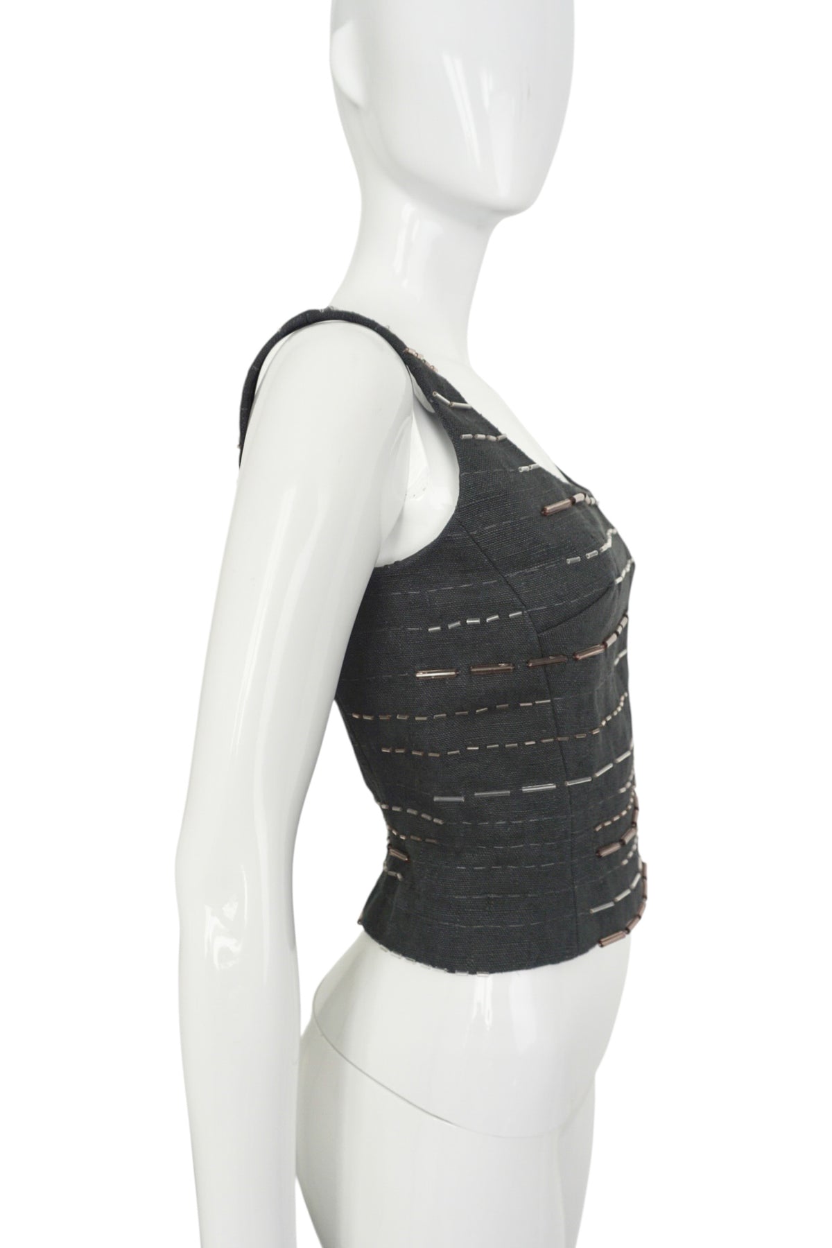 Prada Beaded Square-Neck Top