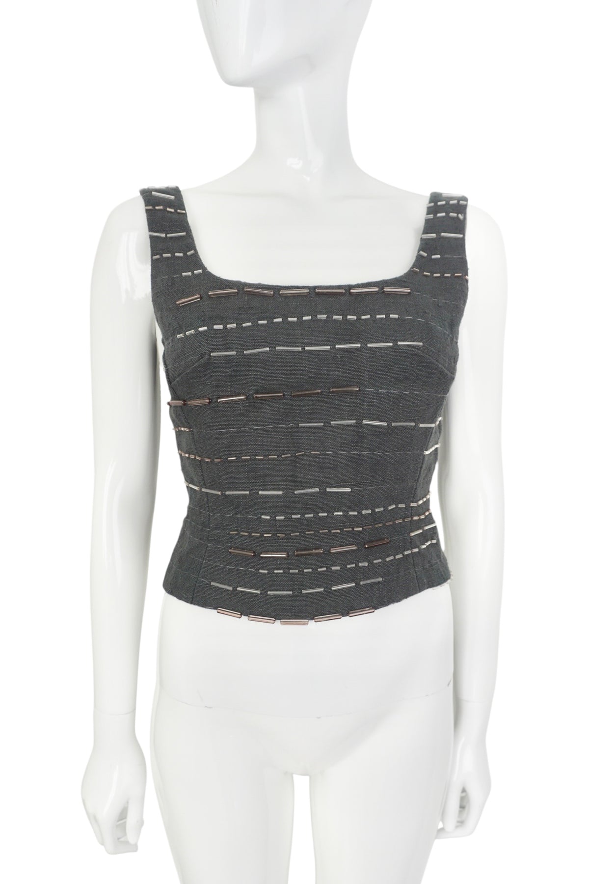 Prada Beaded Square-Neck Top