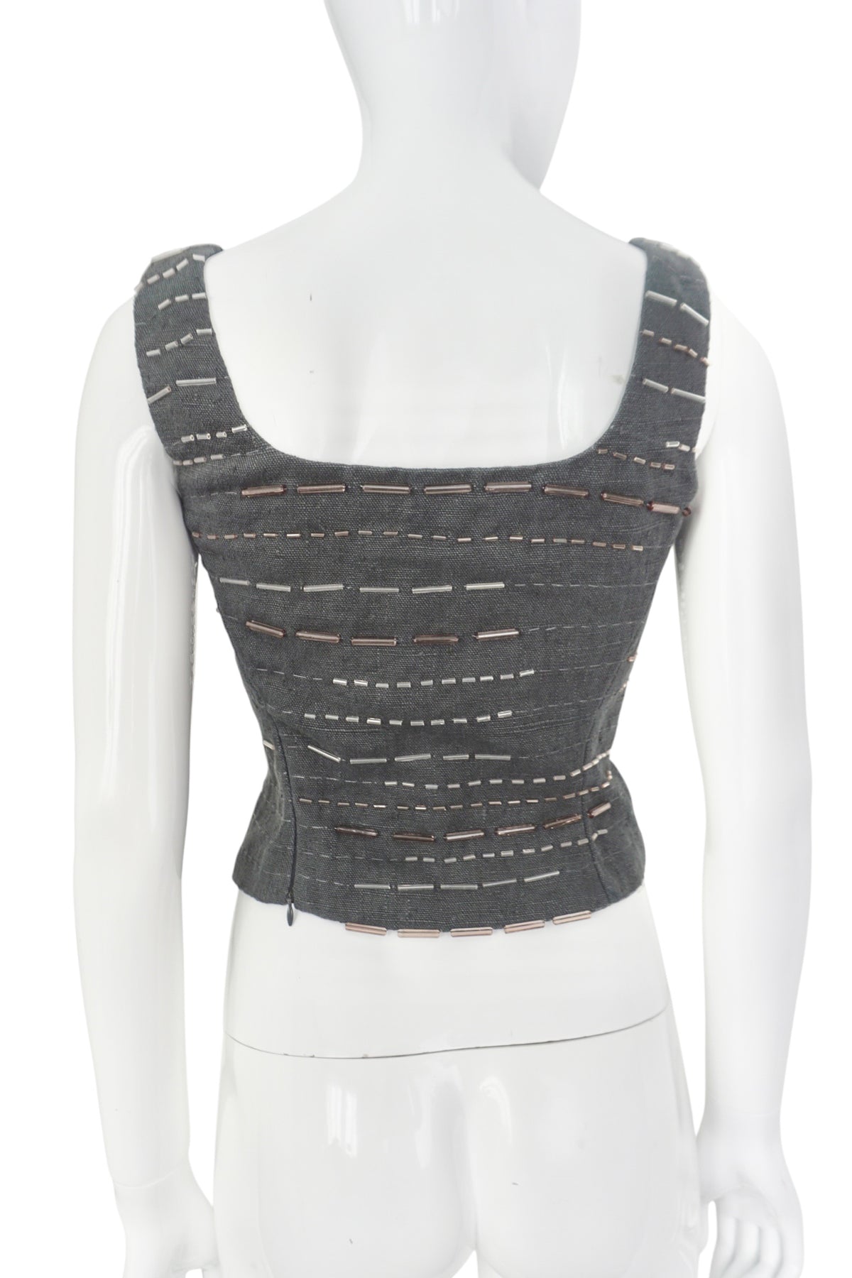 Prada Beaded Square-Neck Top