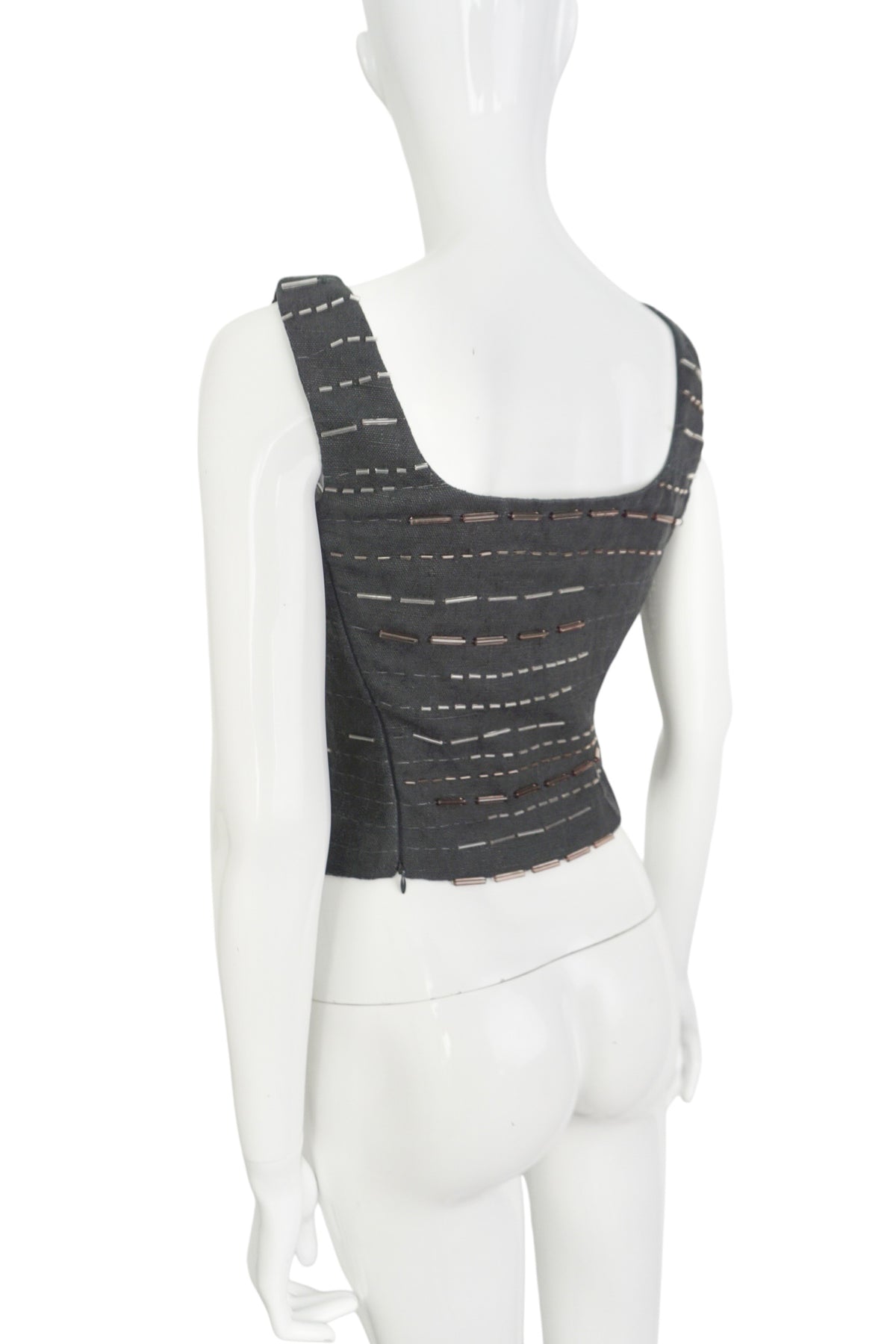 Prada Beaded Square-Neck Top