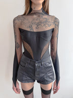 Mugler Black Panelled Bodysuit