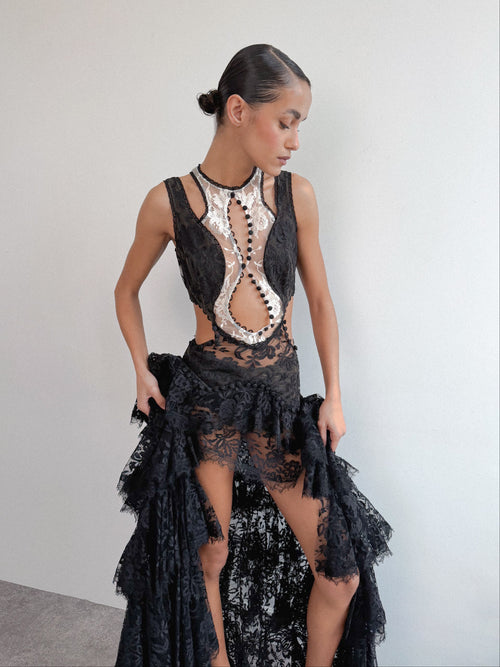 Alexander McQueen Lace Cut Out Dress