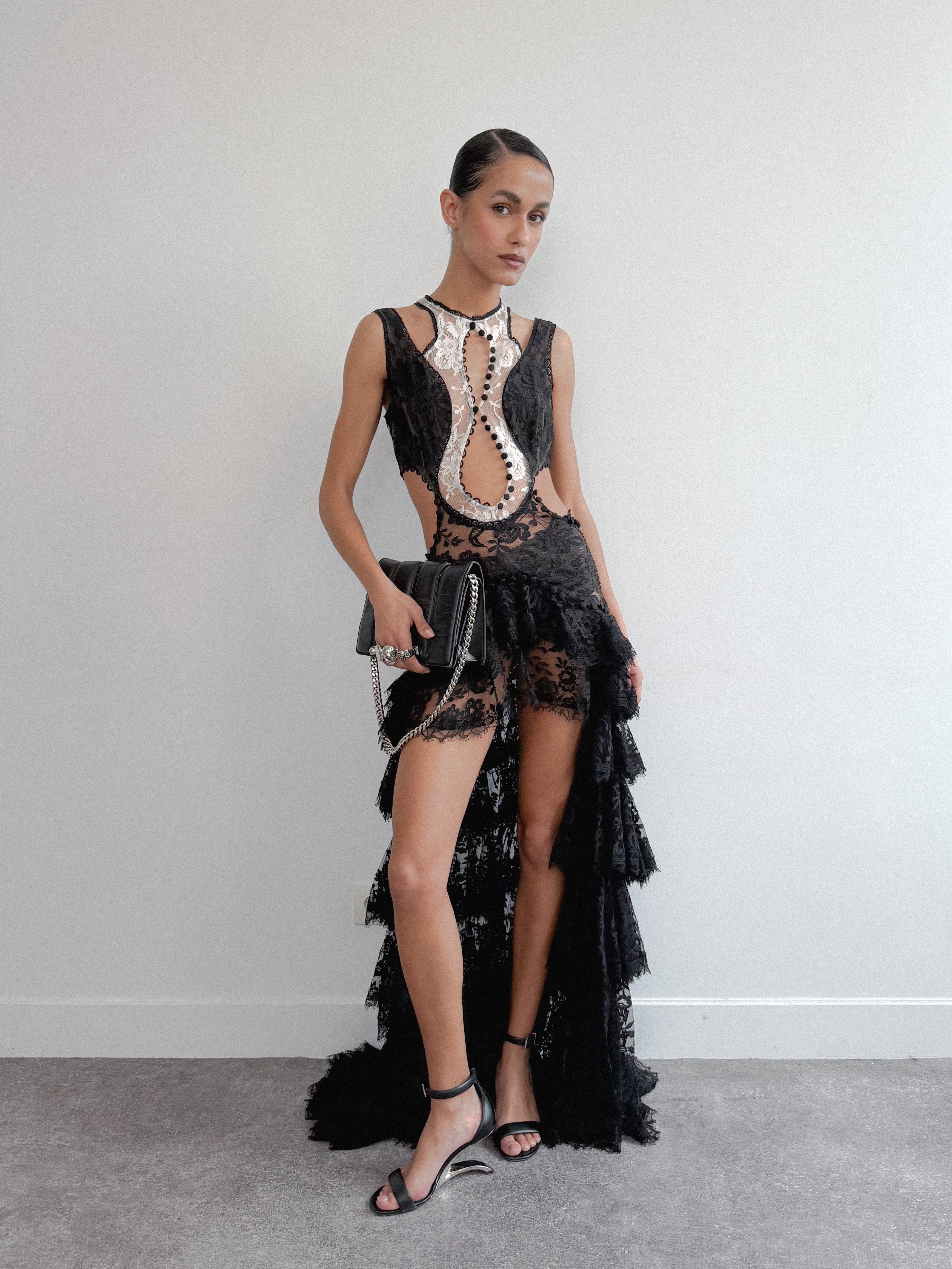 Alexander McQueen Lace Cut Out Dress
