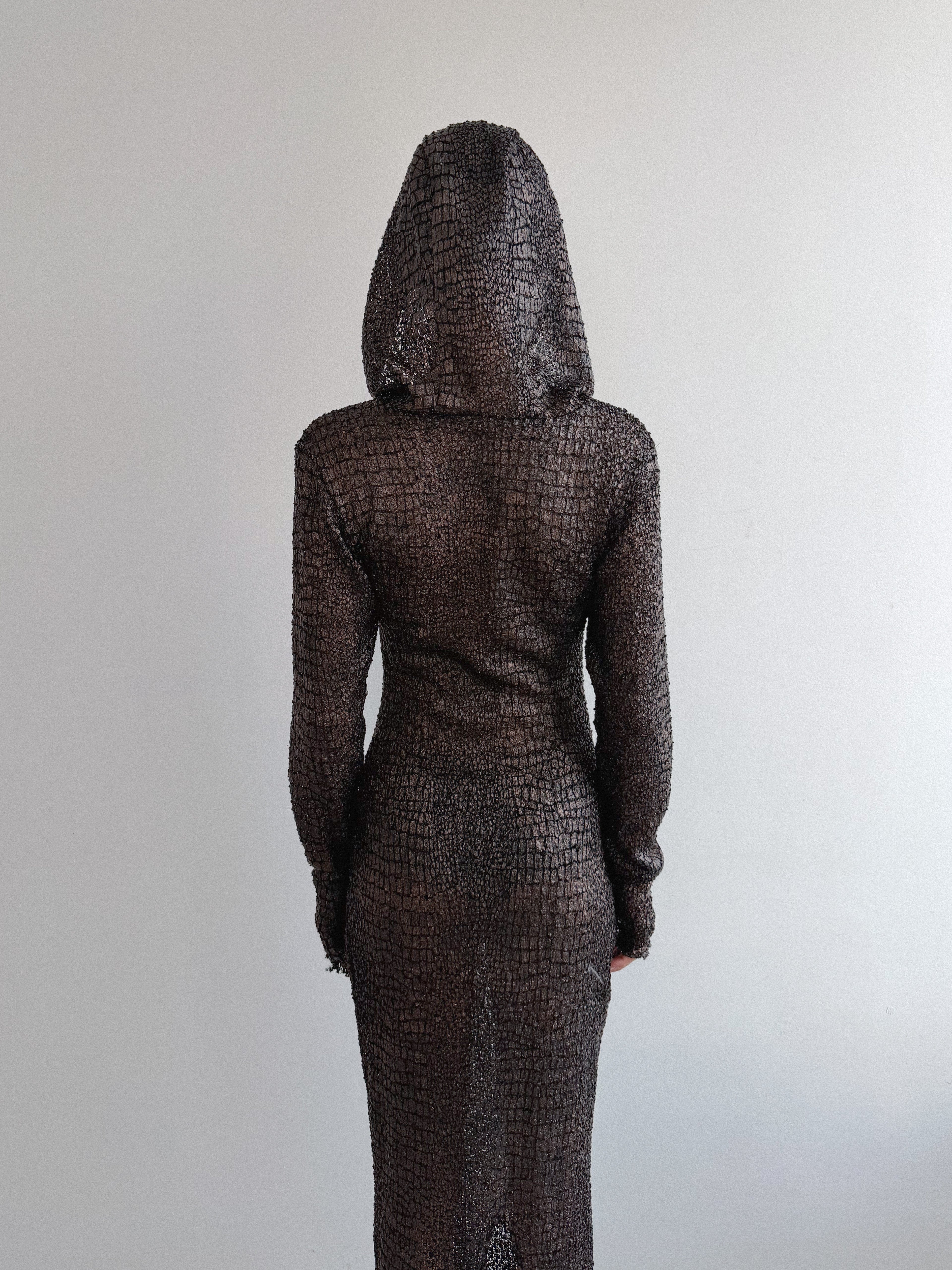 IBMH Textured Hooded Dress