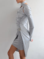 Coperni Silver Twisted Mini Dress