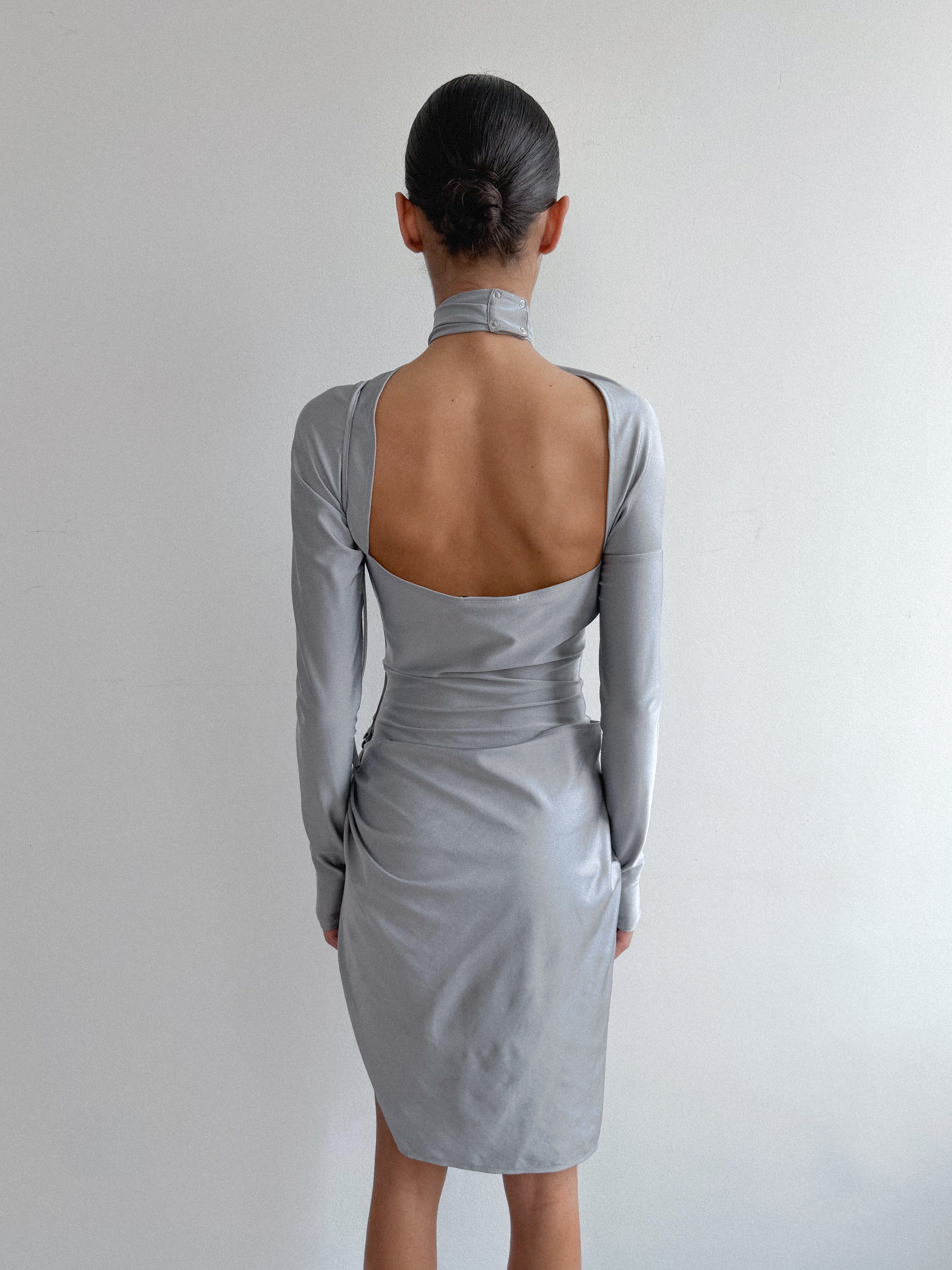 Coperni Silver Twisted Mini Dress