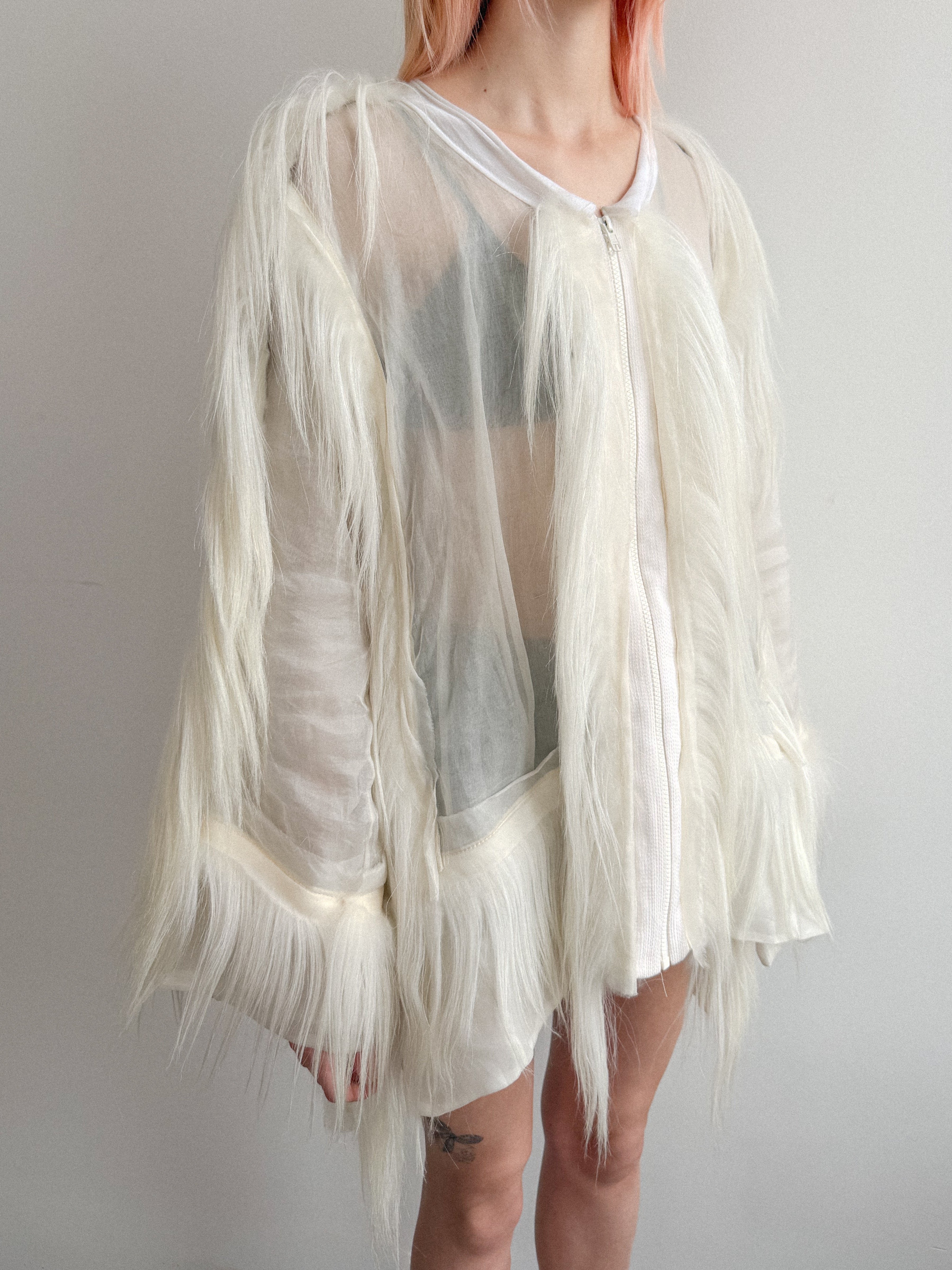 Di Liborio Fur-Trim Sheer Jacket
