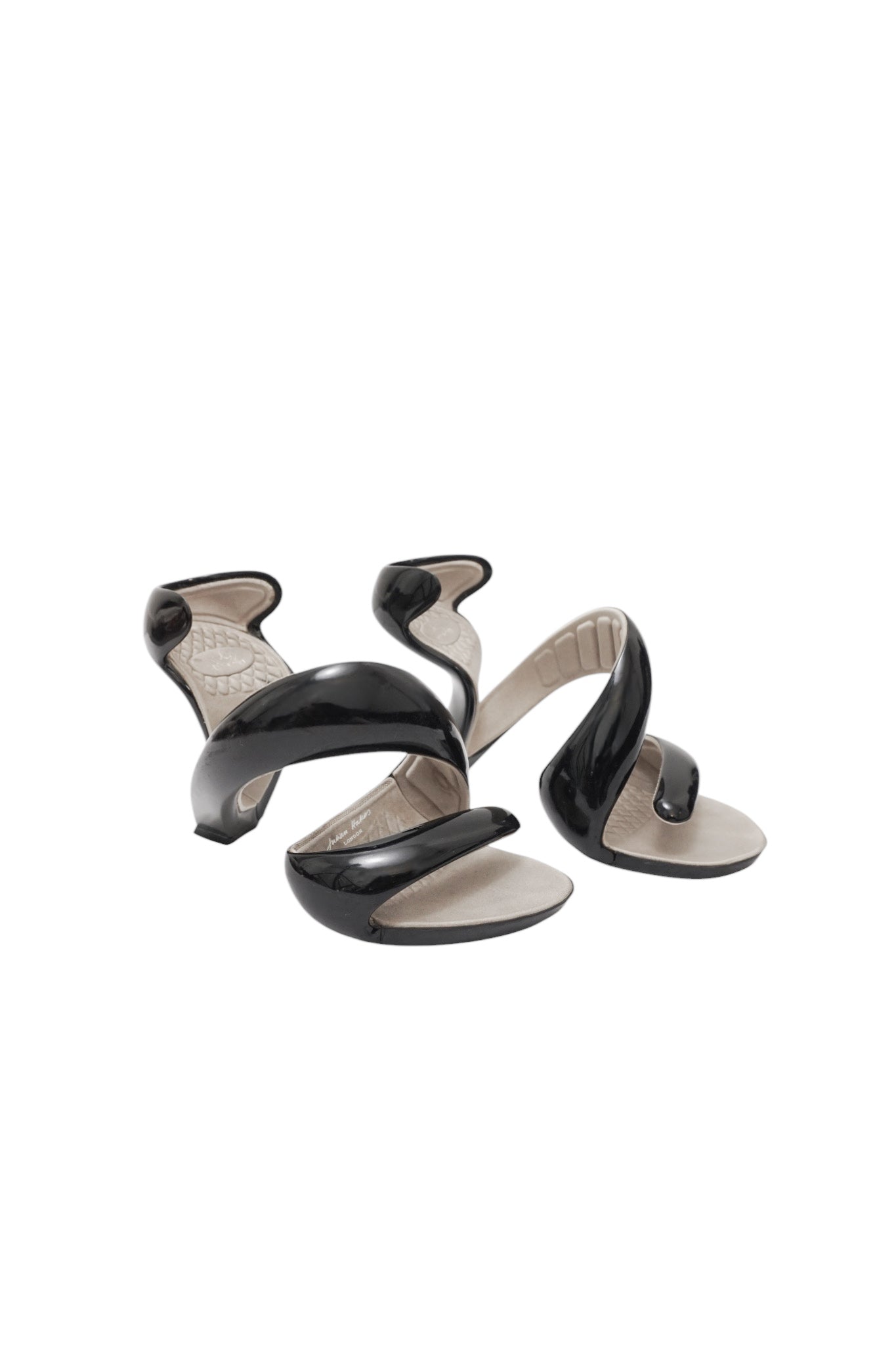 Black and white sandal on a white background