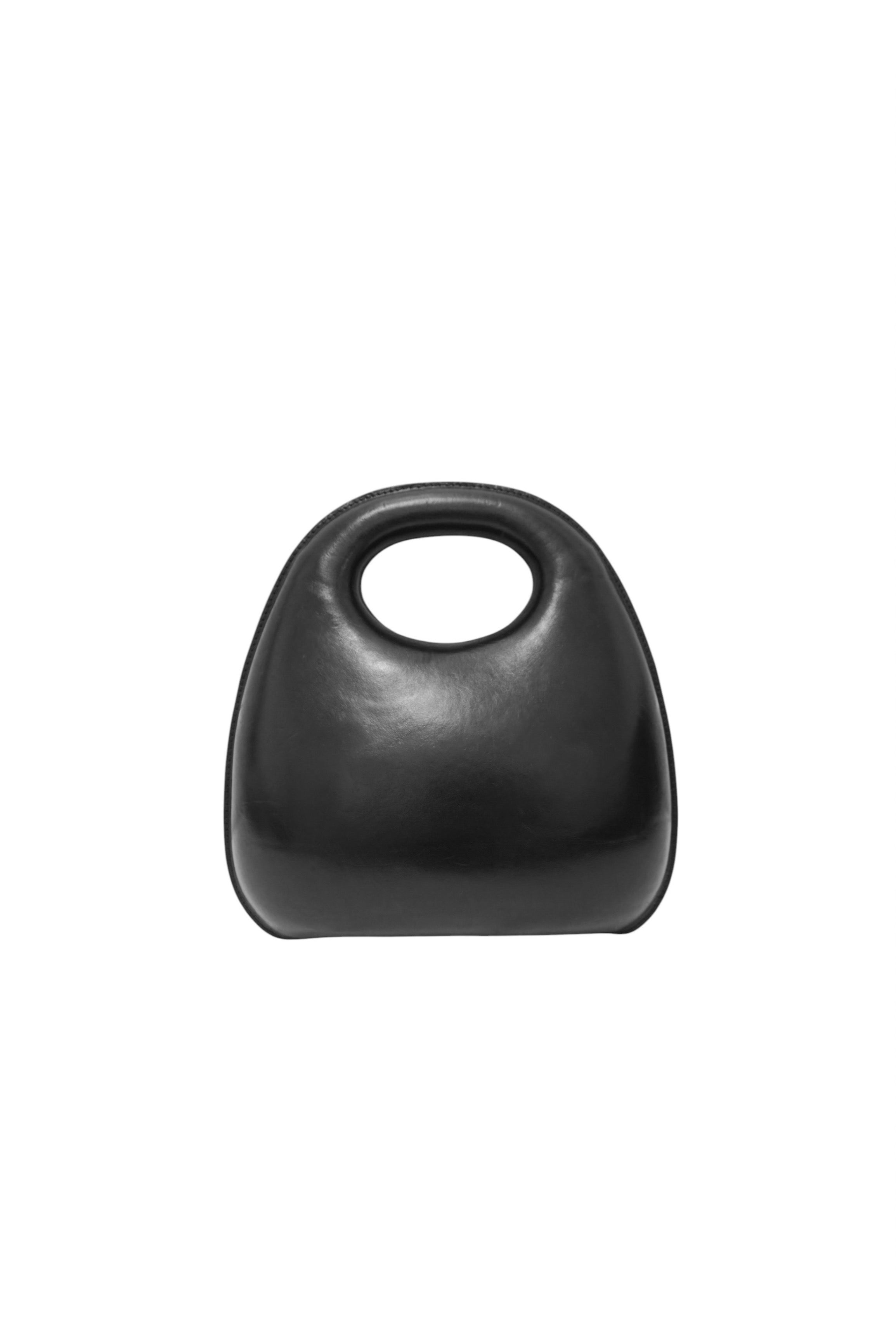 Black handbag on a white background