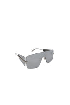Sunglasses with a reflective surface on a white background