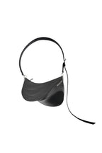 Black bag with a strap on a white background
